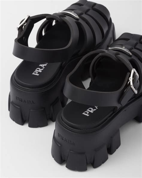 prada black rubber sandals|Prada platform sandals outlet.